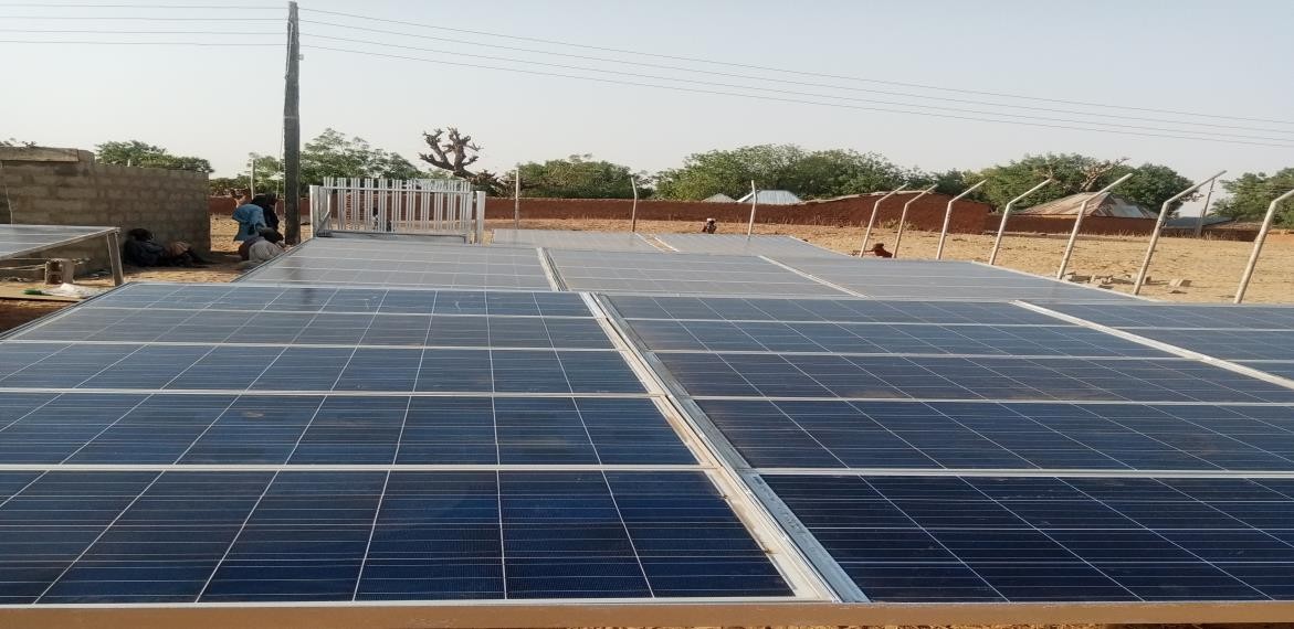 Completed solar module array for the 10 kW Garu village mini-grid.